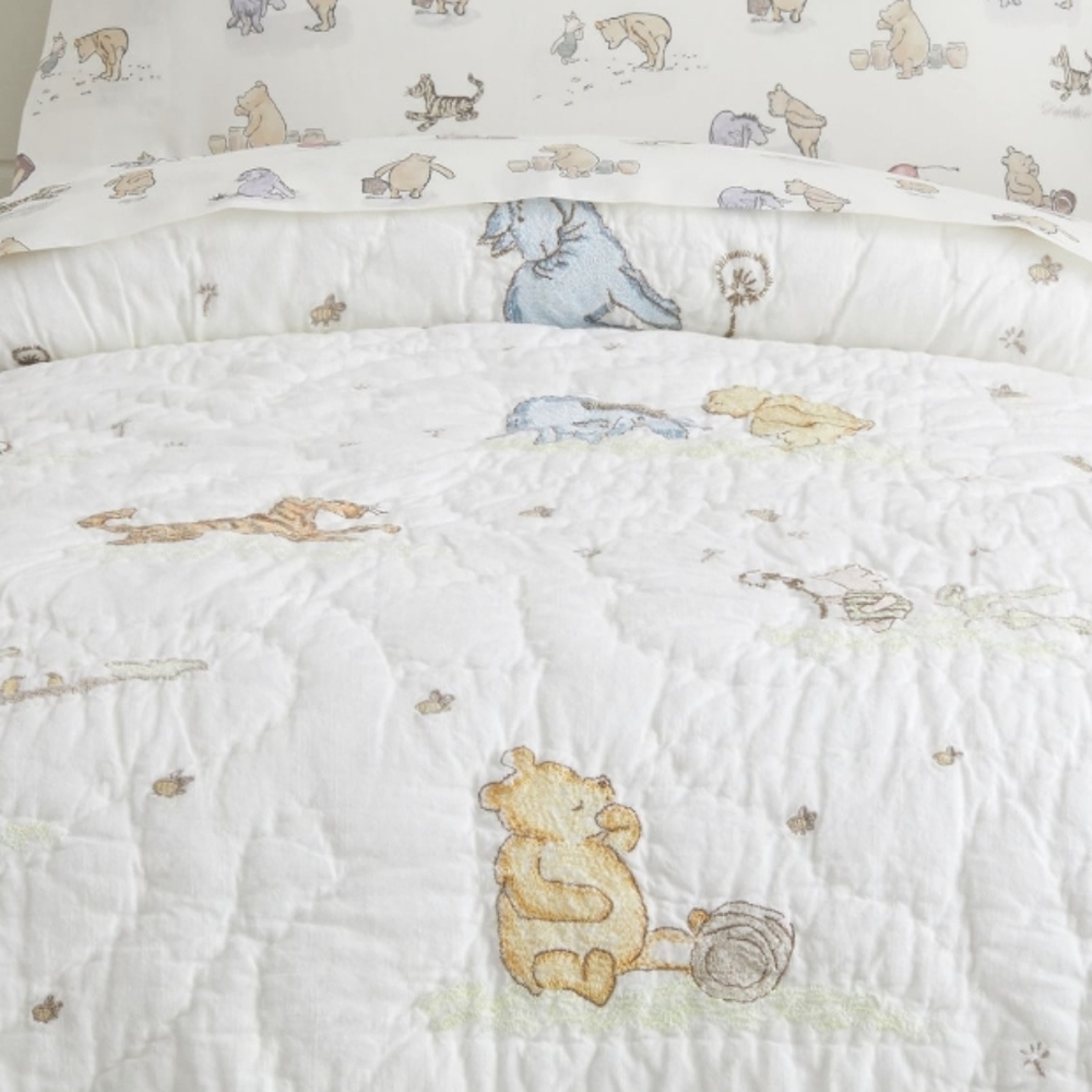 Classic Winnie the Pooh 100% Cotton Baby Blanket Quilt Gift Handmade